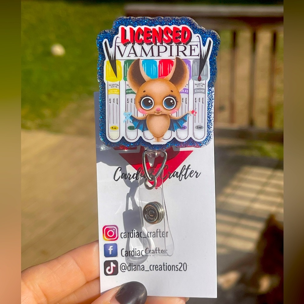 Licensed Vampire badge reel. Perfect gift for a phlebotomist, nurse, cma